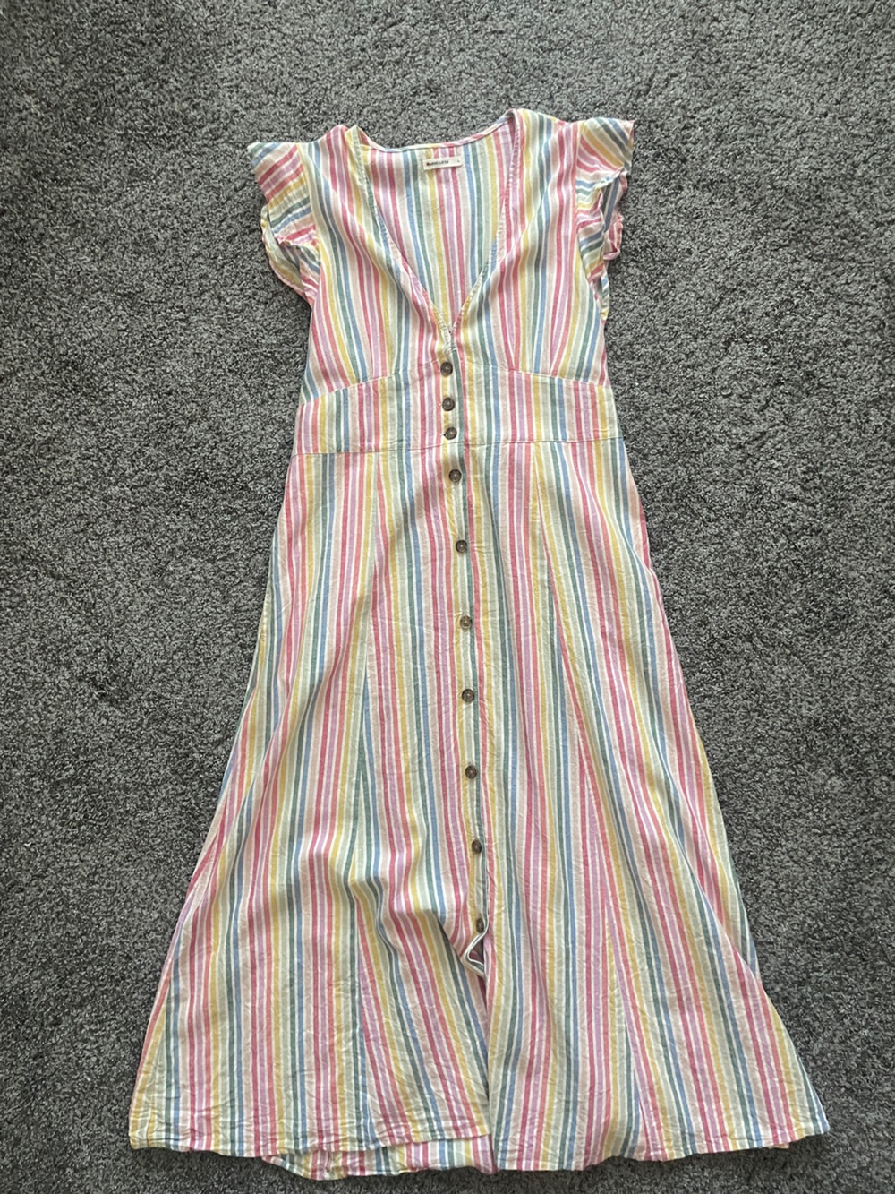 Marine Layer Pastel Multi-Stripe Button-Front Dress